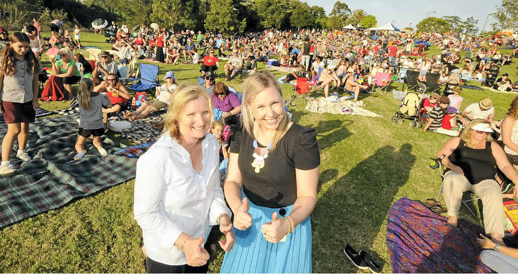 GOOD SHOW: Lismore Carols by Candlelight events support co-ordinator Leanne Clark and organiser Katie O’Rourke were thrilled with the turn-out at Sunday night’s carols at Riverside Park, Lismore. PHOTO: DOUG EATON GOOD SHOW: Lismore Carols by Candlelight events support co-ordinator Leanne Clark and organiser Katie O’Rourke were thrilled with the turn-out at Sunday night’s carols at Riverside Park, Lismore. PHOTO: DOUG EATON